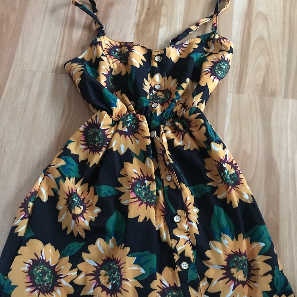 Black sunflower dress